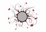 Red flowers on white background. Vector