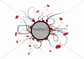 Red flowers on white background. Vector