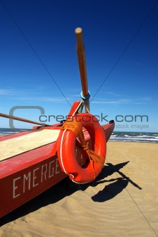 Red boat on the beach