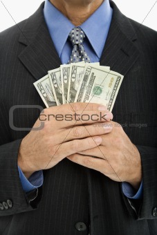 Man holding cash.
