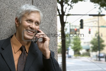 Businessman on cell phone.
