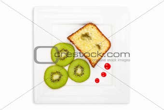 Slice of cake with kiwi