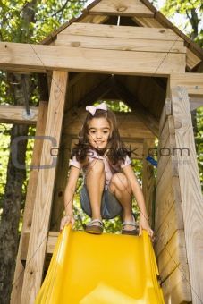 Girl on slide.