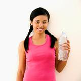 Woman with bottled water