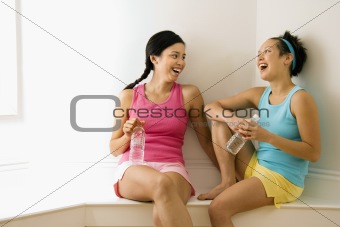Fitness friends laughing