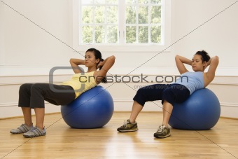 Women doing ab workout