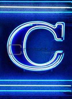 The letter "C" in neon
