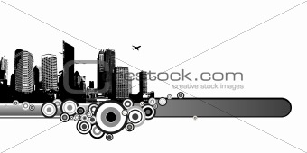 City with circles and place for text. Vector