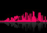 Cityscape on black background. Vector