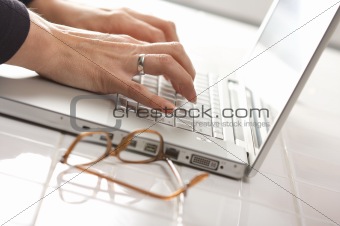 Female Using Laptop