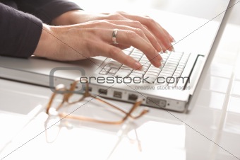 Female Using Laptop