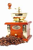 Vintage grinder and coffee beans