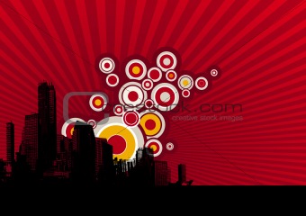 Skyscrapers with circles. Vector