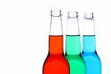 bottles red green blue isolated