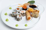 A Sushi platter isolated on a white background