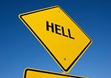 Hell road sign.