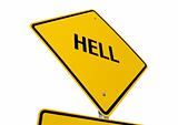 Hell road sign isolated.