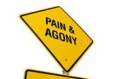 Pain & Agony road sign isolated.