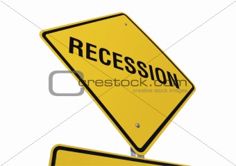 Recession road sign isolated.