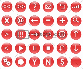 Icons For Web Actions Set Red