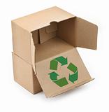 cardboard boxes with recyclable symbol 