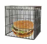 diet concept - fast food behind bars