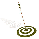 Arrow hitting the center of a green target