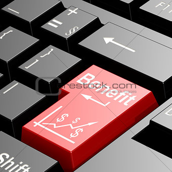 Benefit word on red keyboard