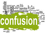 Confusion word cloud with green banner