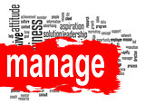 Manage word cloud with red banner