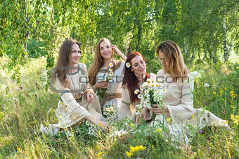 Beautiful women relaxing over nature background