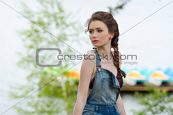 summer girl near lake 