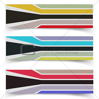 Striped fabric textured vector banners