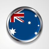 Abstract button with metallic frame. Australian flag