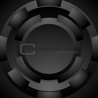 Tech round shape abstract background. Black design