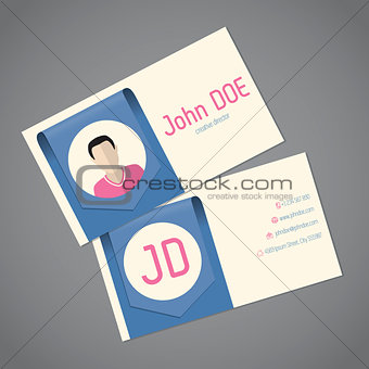 Business card template with arrow ribbon
