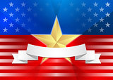 American flag with gold star and ribbon