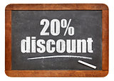 twenty percent discount blackboard sign