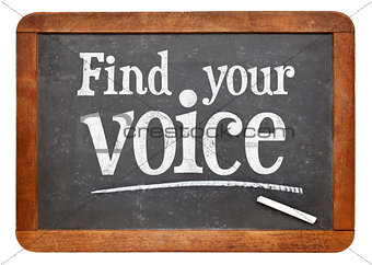 find your voice blackboard sign