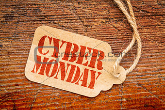 Cyber Monday sign on price tag