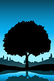 Nature Landscape with Tree Silhouette
