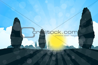 Landscape with  Tree Silhouettes