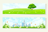 Two Horizontal Banners with Nature and City