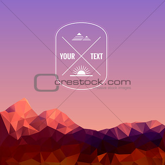 Low polygonal mountains at evening