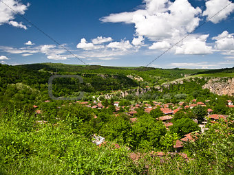 View from high to beautiful village Nisovo-Bulgaria