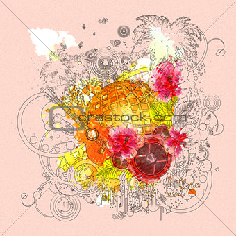 Grunge tropical patry poster