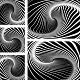 Vortex illusion. Op art backgrounds set