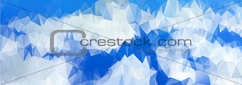 Geometric Low Poly Banner Vector image of a Cloudy Sky with Very Saturated Dark Blue Coloring