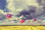 Flight of hot air balloons.