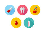 Trendy Flat science icons. Vector illustration. Medical icons set